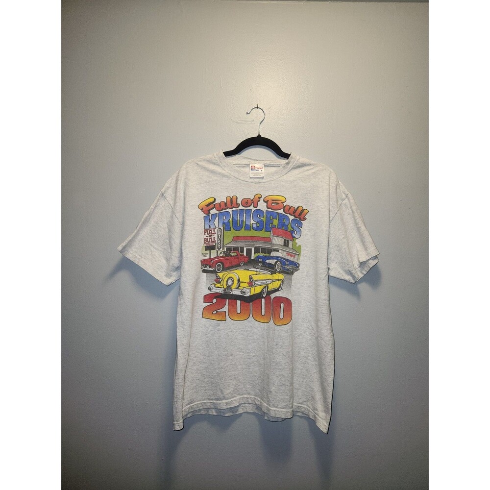 Vintage Y2K Grey Full of Bull Kruisers Graphic Tee | classic cars | large